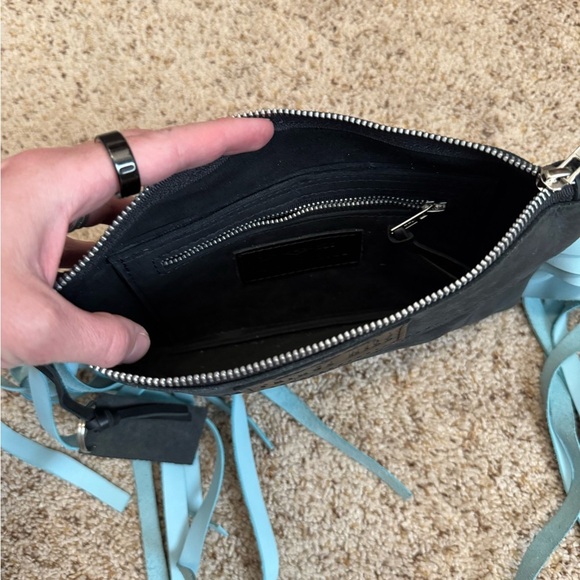 Fringe Hill Distressed Clutch Black/Turquoise​ - Picture 4 of 4